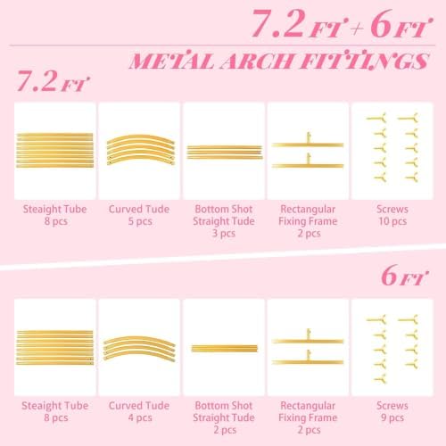 Metal Arch Backdrop Stand 7.2FT+6FT Wedding Arch Backdrop Stand Set of 2 Gold Backdrop Arch Stand Wedding Arch, alternate