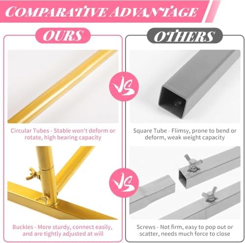 Metal Arch Backdrop Stand 7.2FT+6FT Wedding Arch Backdrop Stand Set of 2 Gold Backdrop Arch Stand Wedding Arch, alternate