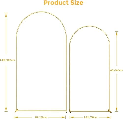 Metal Arch Backdrop Stand, 7.2FT+6FT Wedding Arch Frame, Balloon Arch Backdrop Stand Set of 2, Gold Wedding Arch, alternate