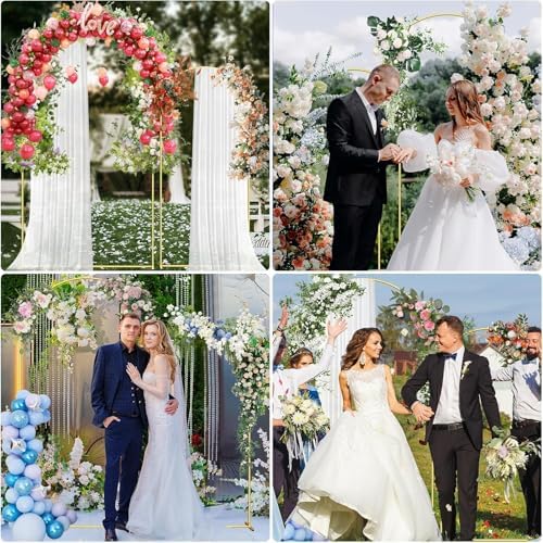 Metal Arch Backdrop Stand, 7.2FT+6FT Wedding Arch Frame, Balloon Arch Backdrop Stand Set of 2, Gold Wedding Arch, alternate