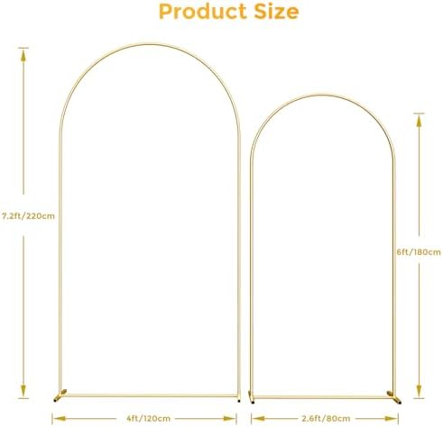 Metal Arch Backdrop Stand, 7.2FT+6FT Wedding Arch Frame, Gold Wedding Arch Backdrop Stand Set of 2, Balloon Arch, alternate