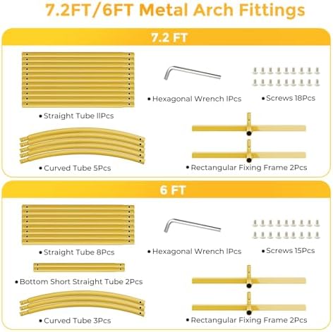 Metal Arch Backdrop Stand, 7.2FT+6FT Wedding Arch Frame, Gold Wedding Arch Backdrop Stand Set of 2, Balloon Arch, alternate