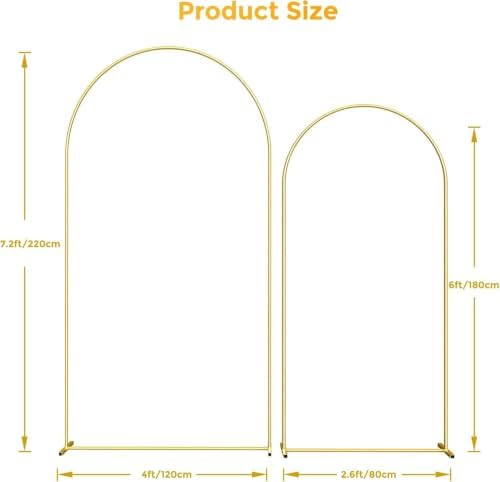 Metal Arch Backdrop Stand, 7.2FT+6FT Wedding Arch Frame with Storage Bag, Balloon Arch Backdrop Stand Set of 2, alternate