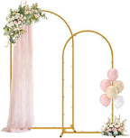 Metal Arch Backdrop Stand, 7.2FT+6FT Wedding Arches Frame, Gold Wedding Arch Backdrop Stand Set of 2, Balloon