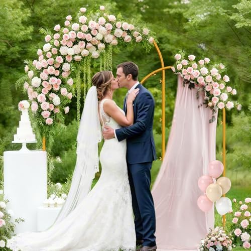 Metal Arch Backdrop Stand, 7.2FT+6FT Wedding Arches Frame, Gold Wedding Arch Backdrop Stand Set of 2, Balloon, alternate view