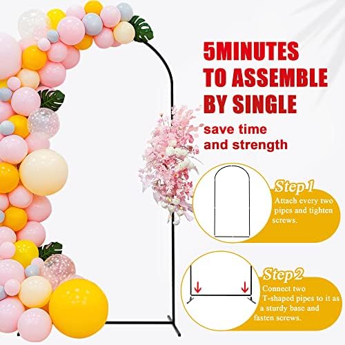 Metal Arch Backdrop Stand 7.2FT Black Wedding Backdrop Stand Square Arch Frame for Birthday Party Bridal Baby, alternate view