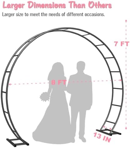 Metal Arch Backdrop Stand 8Ft Wide 7Ft High, Wedding Arch Frame for Wedding Decorations, Balloon Arch Stand with, alternate