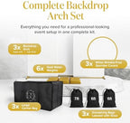 Metal Arch Backdrop Stand and Cover Set - 3 Gold Frames (7.2ft, 6ft x2) with White Wrinkle-Free Spandex Covers, alternate