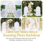 Metal Arch Backdrop Stand and Cover Set - 3 Gold Frames (7.2ft, 6ft x2) with White Wrinkle-Free Spandex Covers, alternate