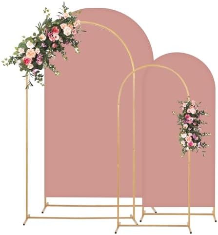 Metal Arch Backdrop Stand and Cover Set, 7.2FT, 6FT Party Backdrop, Easy to Assemble, Backdrop Stand for