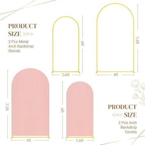Metal Arch Backdrop Stand and Cover Set, 7.2FT, 6FT Party Backdrop, Easy to Assemble, Backdrop Stand for, alternate view 2