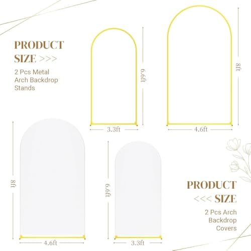 Metal Arch Backdrop Stand and Cover Set, 8FT, 6.6FT Party Backdrop, Easy to Assemble, Backdrop Stand for, alternate view 3