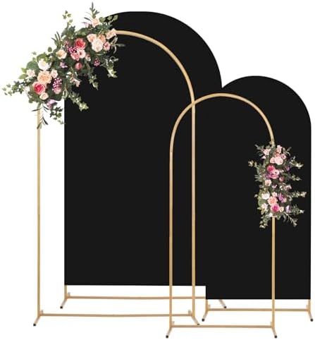 Metal Arch Backdrop Stand and Cover Set, 8FT, 7.2FT Party Backdrop, Easy to Assemble, Backdrop Stand for