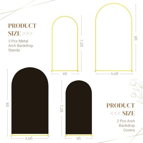 Metal Arch Backdrop Stand and Cover Set, 8FT, 7.2FT Party Backdrop, Easy to Assemble, Backdrop Stand for, alternate view 2