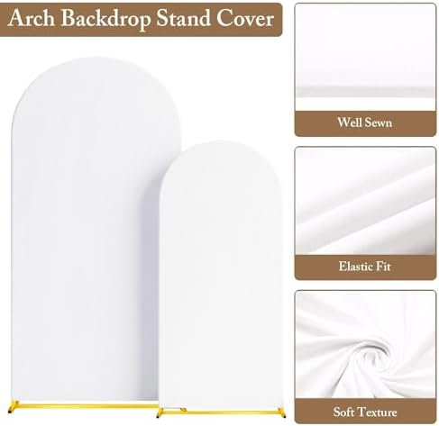 Metal Arch Backdrop Stand and Cover Set of 2, Sturdy 7.2FT, 6FT Party Backdrop Set, Wedding Arch Frame and Cover, alternate