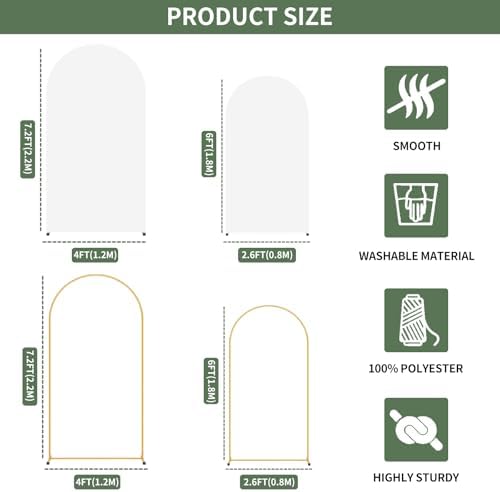 Metal Arch Backdrop Stand and White Cover Set of 2 (6FT/7.2FT), alternate view 3