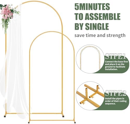 Metal Arch Backdrop Stand and White Cover Set of 2 (6FT/7.2FT), alternate view 4