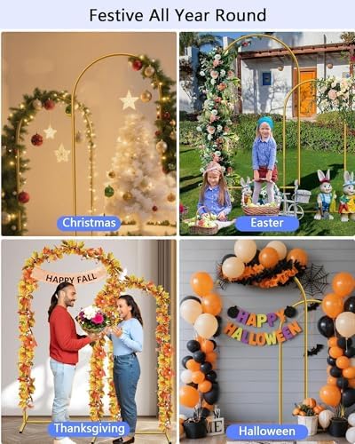 Metal Arch Backdrop Stand Set, Gold, 7.2ft and 6ft, 2-Pack in Gold, alternate view 2