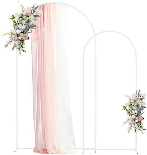 Metal Arch Backdrop Stand Set of 2 (7.2FT, 6FT) White Wedding