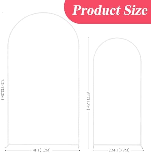 Metal Arch Backdrop Stand Set of 2 (7.2FT, 6FT) White Wedding, alternate view 3