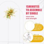 Metal Arch Backdrop Stand Set of 2 (7.2FT, 6FT) White Wedding, alternate view 5