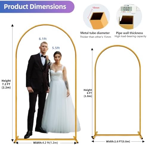 Metal Arch Backdrop Stand Set of 2, 7.2ft and 6ft, alternate view 2