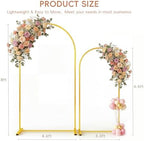 Metal Arch Backdrop Stand Set of 2, 8FT+ 6.6FT Balloon Arch Stand, Gold Wedding Arch Frame with Stable Base, alternate view 3