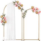 Metal Arch Backdrop Stand Set of 2, Gold Wedding Arch Frame 7.2FT+6FT, Heavy Duty Round Balloon Arch Stand with