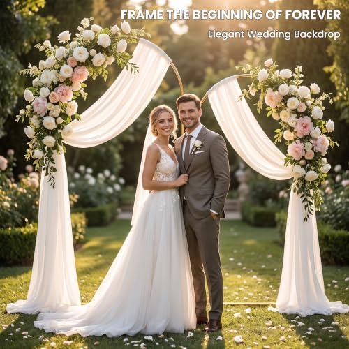 Metal Arch Backdrop Stand Set of 2, Gold Wedding Arch Frame 7.2FT+6FT, Heavy Duty Round Balloon Arch Stand with, alternate