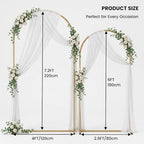 Metal Arch Backdrop Stand Set of 2, Gold Wedding Arch Frame 7.2FT+6FT, Heavy Duty Round Balloon Arch Stand with, alternate