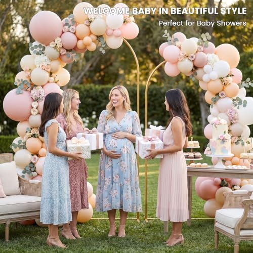 Metal Arch Backdrop Stand Set of 2, Gold Wedding Arch Frame 7.2FT+6FT, Heavy Duty Round Balloon Arch Stand with, alternate