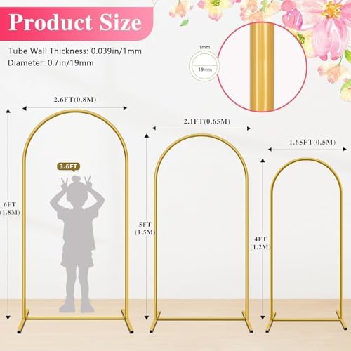 Metal Arch Backdrop Stand, Set of 3 (4/5/6ft) Wedding Arch Stand, alternate view 3