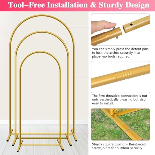 Metal Arch Backdrop Stand, Set of 3 (4/5/6ft) Wedding Arch Stand, alternate view 4