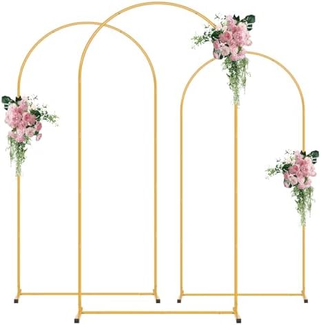 Metal Arch Backdrop Stand Set of 3 (7.2/6.6/6FT), Decorative Arch Stand