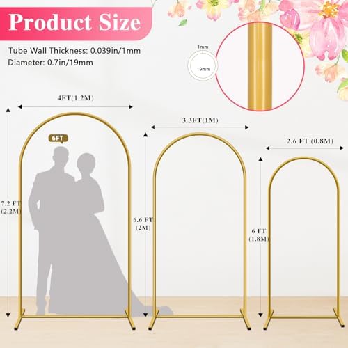 Metal Arch Backdrop Stand, Set of 3 (7.2/6.6/6ft) Wedding Arch Stand, alternate view 3