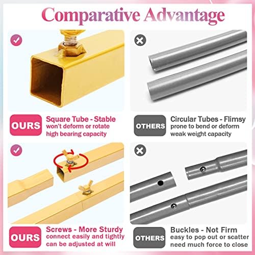 Metal Arch Backdrop Stand Set of 3 Gold 7.2ft, 6.6ft, 6ft Arch Stand, alternate view 3