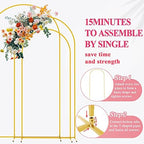 Metal Arch Backdrop Stand Set of 3 Gold 7.2ft, 6.6ft, 6ft Arch Stand, alternate view 4