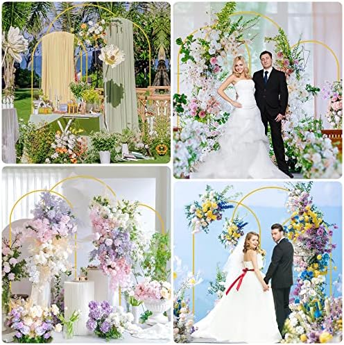 Metal Arch Backdrop Stand Set of 3 Gold 7.2ft, 6.6ft, 6ft Arch Stand, alternate view 6