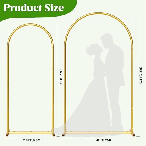 Metal Arch Backdrop Stand Wedding Arch frame Set of 2 (7.2FT,6FT), alternate view 3