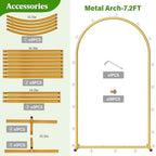Metal Arch Backdrop Stand Wedding Arch frame Set of 2 (7.2FT,6FT), alternate view 4