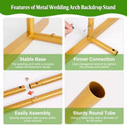 Metal Arch Backdrop Stand Wedding Arch frame Set of 2 (7.2FT,6FT), alternate view 6