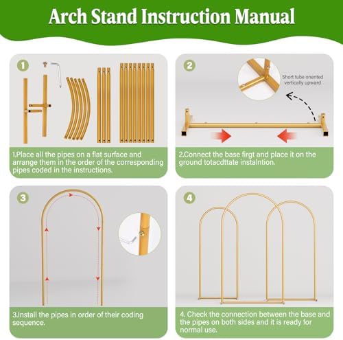 Metal Arch Backdrop Stand Wedding Arch frame Set of 2 (7.2FT,6FT), alternate view 7
