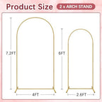 Metal Balloon Arch Backdrop Stand 7.2FT and 6FT, Set of 2, Gold in Gold, alternate view 3