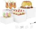 Metal Buffet Risers,4PCS Food Risers for Buffet Table 5in to 8in Display Stand with Mini Acrylic Signs for