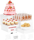 Metal Buffet Risers,4PCS OVERSIZED Food Risers for Buffet Table 8IN to 11IN Display Stand with Mini Acrylic