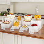 Metal Buffet Risers,4PCS OVERSIZED Food Risers for Buffet Table 8IN to 11IN Display Stand with Mini Acrylic, alternate view 2