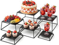 Metal Buffet Risers,6PCS Food Risers for Buffet Table 5in to 10in Display Stand for Catering Dessert Black Cube