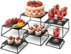 Metal Buffet Risers,6PCS Food Risers for Buffet Table 5in to 10in Display Stand for Catering Dessert Black Cube