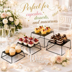 Metal Buffet Risers,6PCS Food Risers for Buffet Table 5in to 10in Display Stand for Catering Dessert Black Cube, alternate