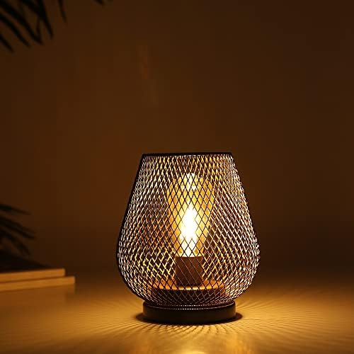 Metal Cage LED Lantern Battery Powered Cordless Accent Light with LED Great for Weddings Parties Patio Events, alternate view
